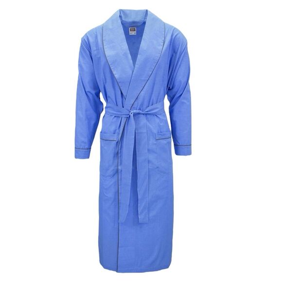 Andrew Scott Mens Blue Long Sleep Robe Premium Cotton Blend Woven Size S/M - Picture 1 of 16